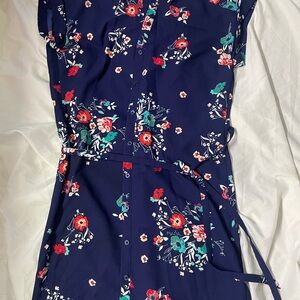 Express Navy Dress with Floral Accents